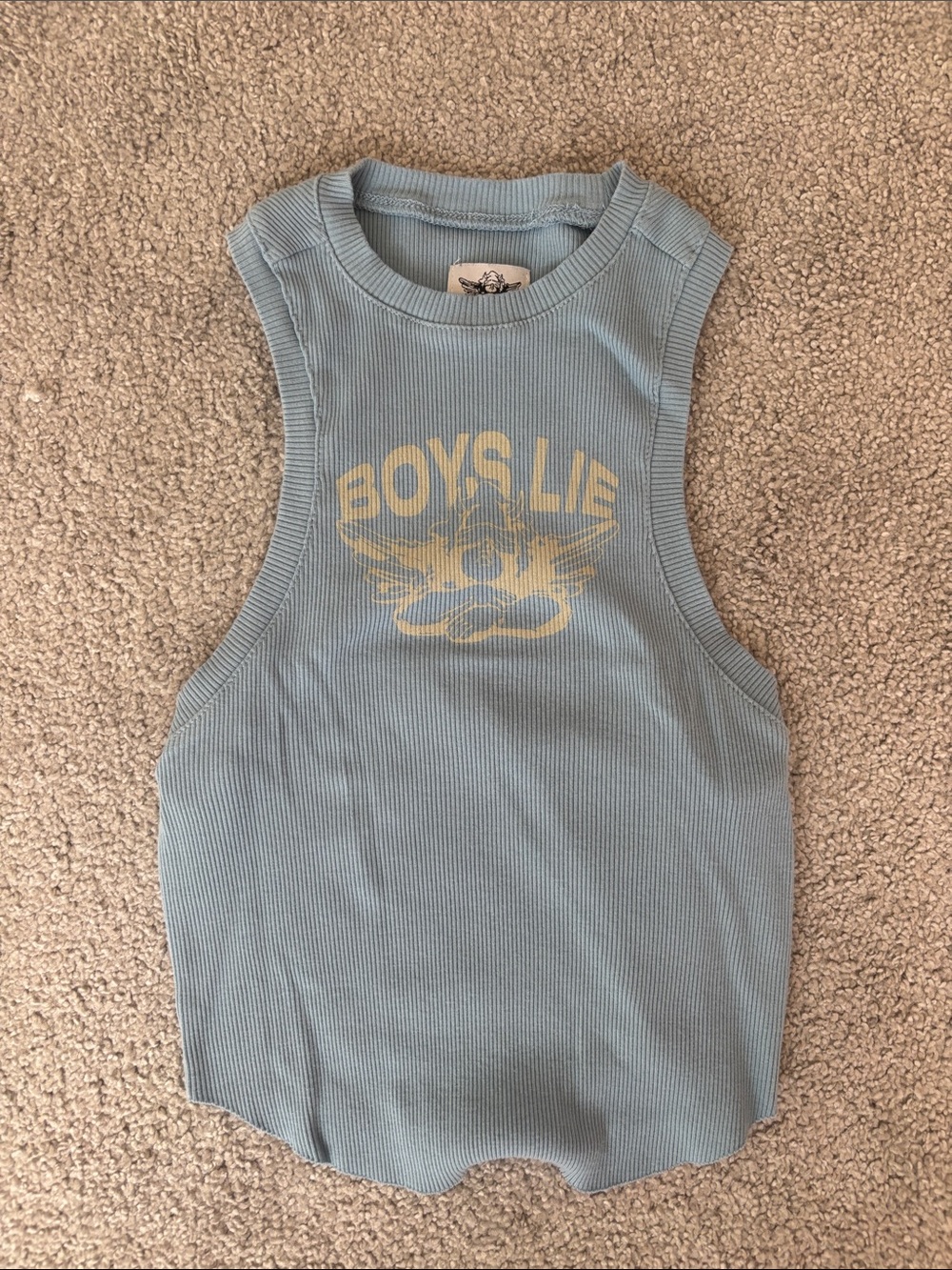 Boys Lie Sleeveless Ribbed Tank Top in Light Blue